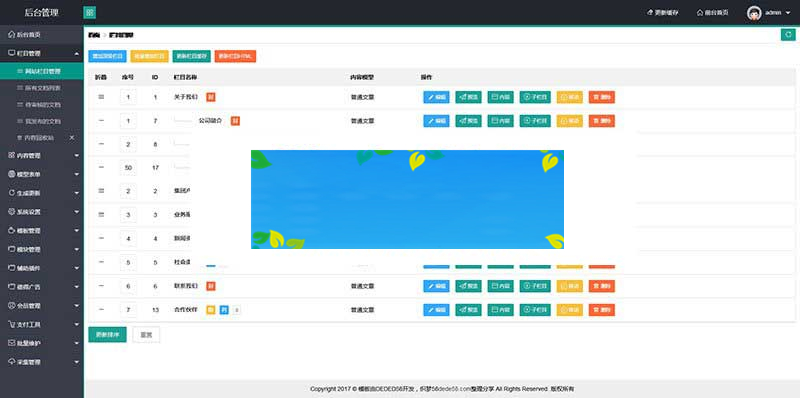 织梦dedecms响应式网站后台管理系统模板(自适应手机移动端)