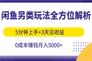 闲鱼另类玩法全方位解析,5分钟上手+3天见收益,0成本赚钱月入5000+