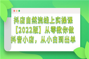 抖店自然流线上实操课【2022版】从零教你做抖音小店，从小白到出单
