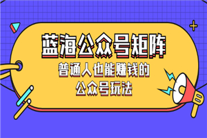 蓝海公众号矩阵：普通人也能赚钱的公众号玩法，月入过N万