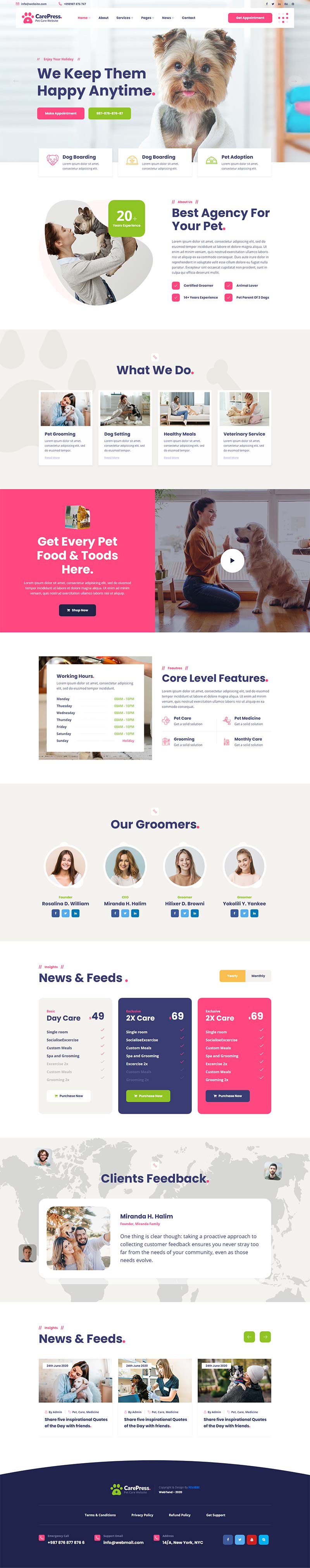 宠物护理医院兽医店铺官网静态HTML5模板