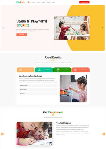 HTML5育儿园托儿所宣传单页前端网站模板