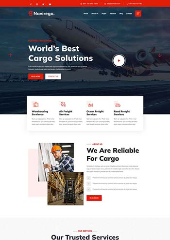 红色的物流快递公司网站HTML模板