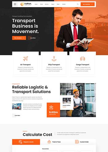 大气物流和运输企业官网HTML5模板