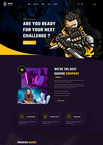 电子竞技游戏行业html5网站模板