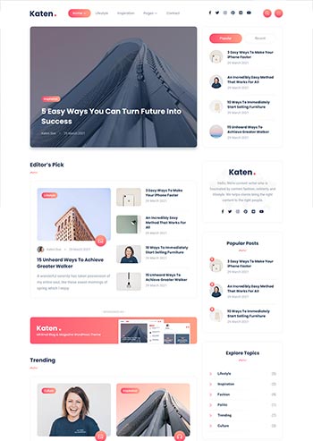 轻量级的博客和杂志HTML模板