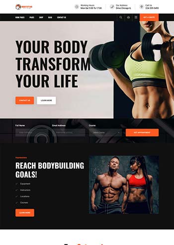 黑色的健身房设备公司官网模板