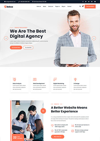 浅色系多用途的公司业务展示html模板