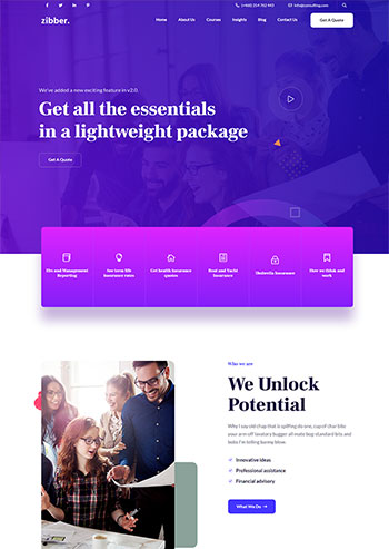 蓝紫色商务投资咨询公司HTML5模板