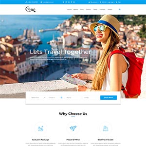 蓝色旅行社组团旅游公司静态HTML网站Bootstrap模板